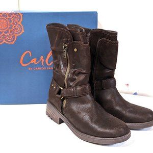 Carlos Santana Seth Brown Moto Women's Boots Sz 8 NIB